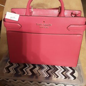 Kate Spade Medium (Staci) Satchel in Pink Ruby with Crossbody strap